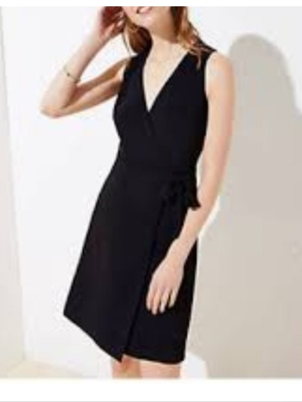 LOFT NWT Black Sleeveless Tie Waist Dress Size 14 Fit Flare Career Cocktail